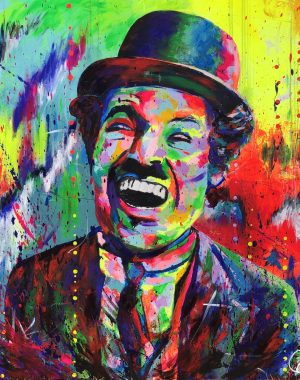 L_incroyable ascension de Chaplin-42x42-acrylique sur toile-min